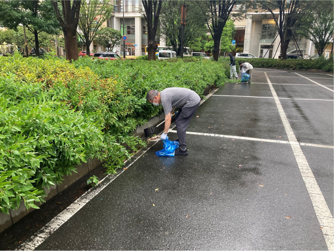 落ち葉清掃の様子